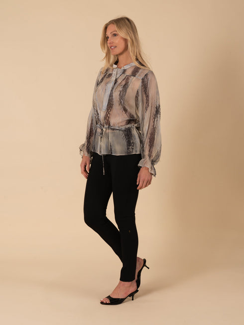 Sheer Marbled Silk Blouse